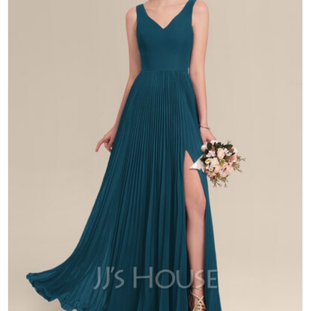 JJs House-- Bridesmaid Dress-- Ink Blue- floor length chiffon